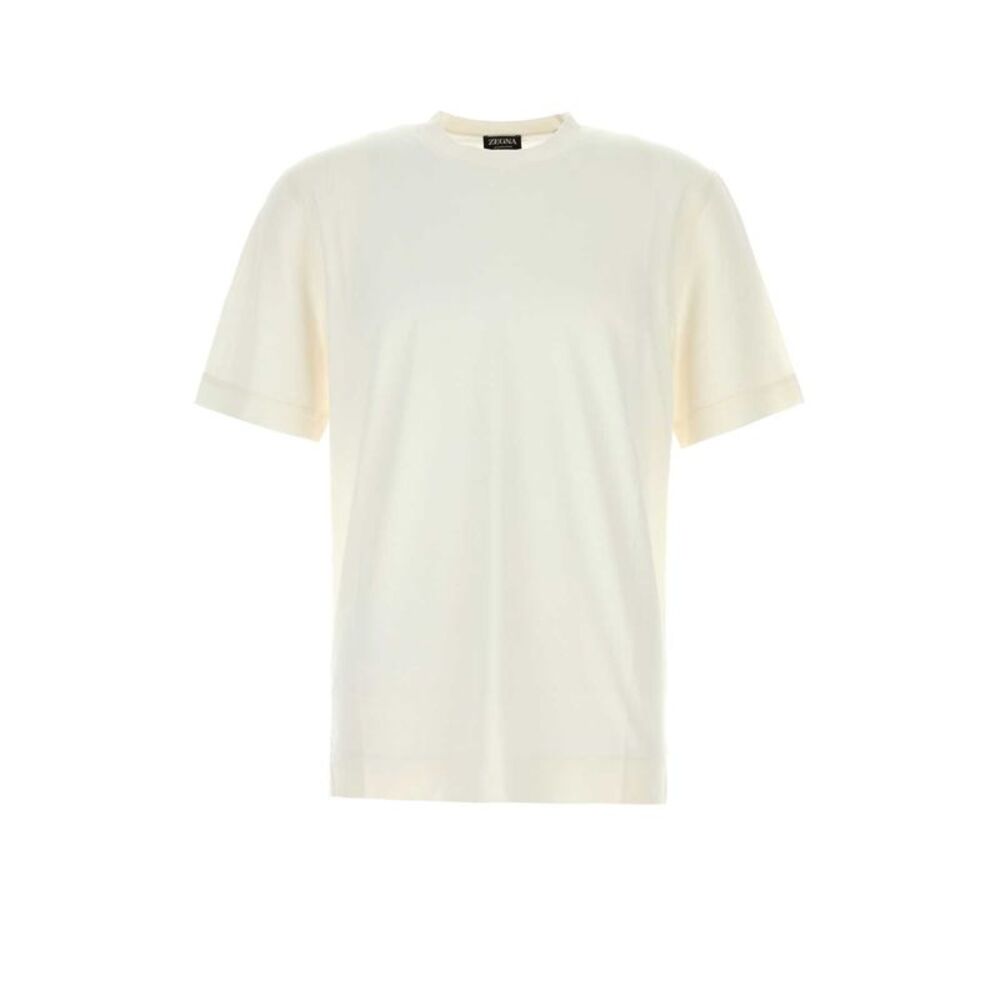 Zegna Men White Cotton And Silk T-Shirt